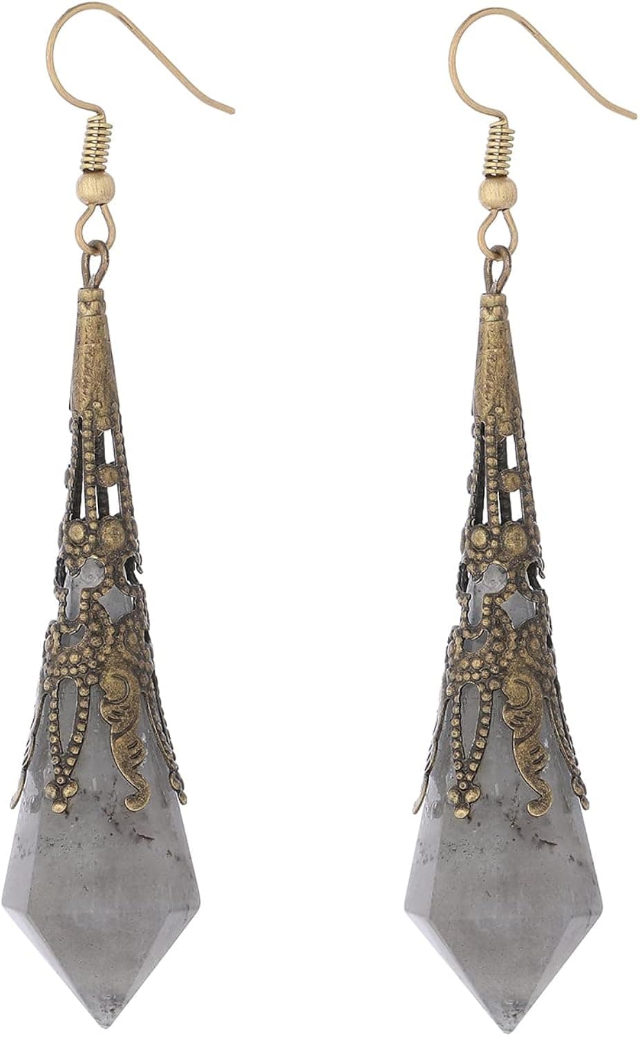 Boho Unique Natural Gemstone Charm Earrings Healing Energy Stone Bead Dangle Drop Earrings for Women