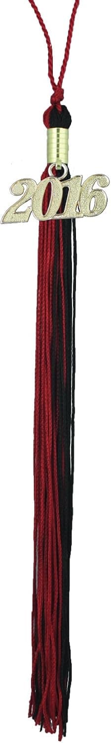 Red & Black Graduation Tassel with Gold 2016 Year Charm