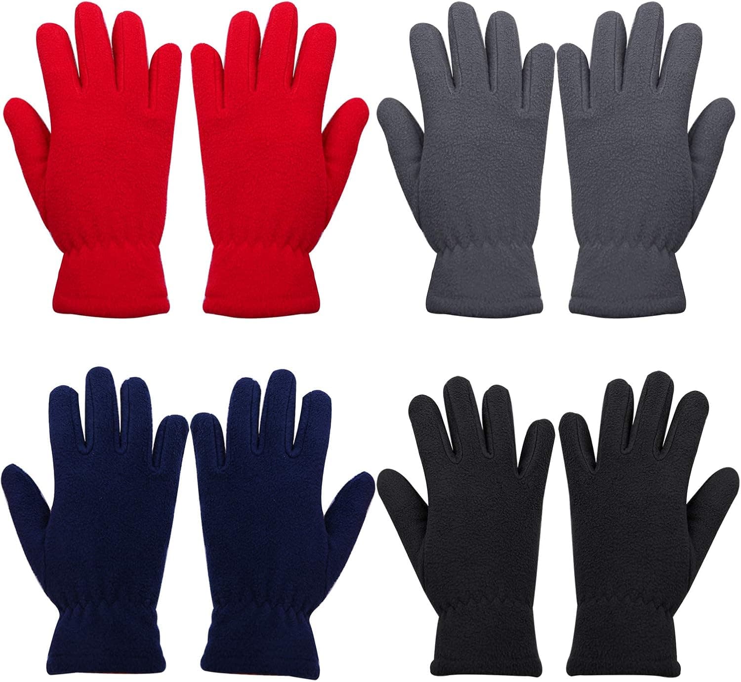 Cooraby 4 Pairs Kids Fleece Gloves Winter Polar Fleece Warm Gloves for Winter Cold Weather