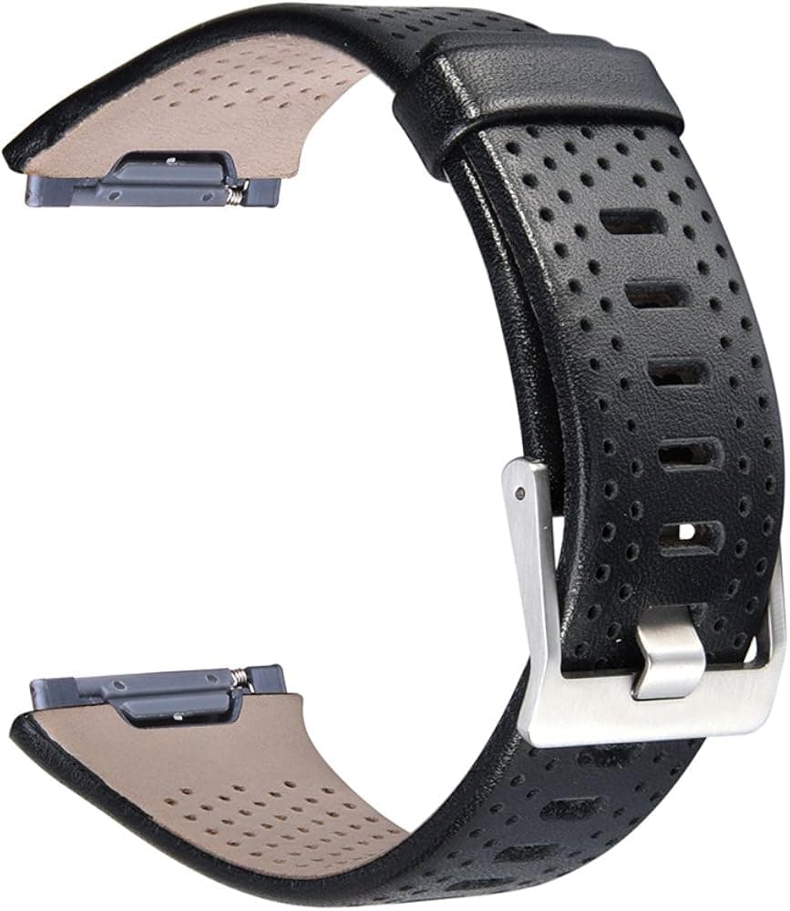 for Fitbit Ionic Watch Band,TOROTOP Genuine Leather Replacement Sports Wristband Band for Fitbit Ionic Fitness,Large and Small for Men Women (Black-Large-Leather)