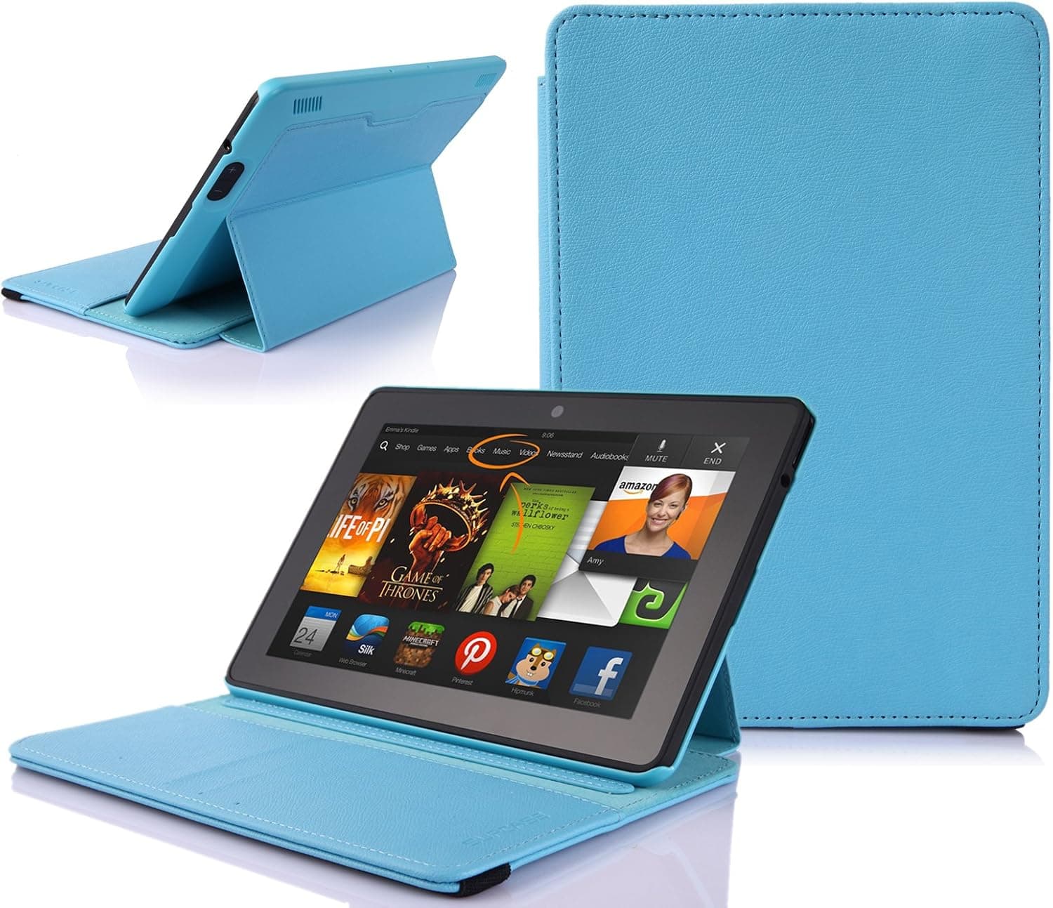 SUPCASE Amazon Kindle Fire HDX 7" Premium Slim Hard Shell Leather Case (Light Blue) - Not Compatible with All New Kindle Fire HD 7" (2013 Version)/Kindle Fire HD 7" (2012 Version)/Kindle Fire HDX 8.9"
