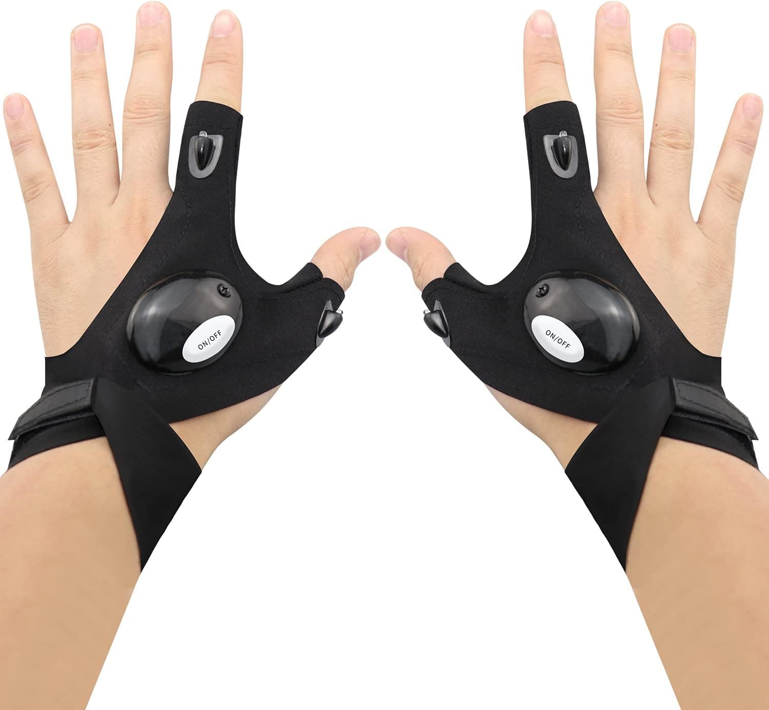 BUGGUA LED Flashlight Gloves -Gifts for Boyfriend Husband Him，Hands-Free Lights Gloves for Night Fishing, Running, Camping