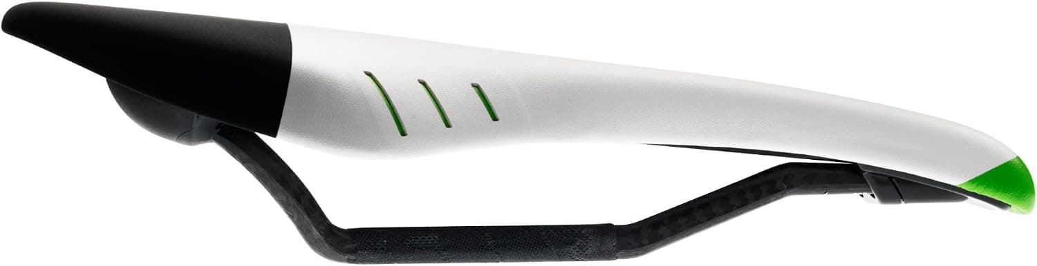 Fizik Tundra M3 7 x 9 Braided Rails Road Bicycle Saddle, White/Black/Apple Green
