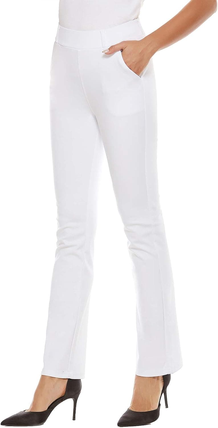 iChosy Women's Pull On Barely Bootcut Stretch Dress Pants