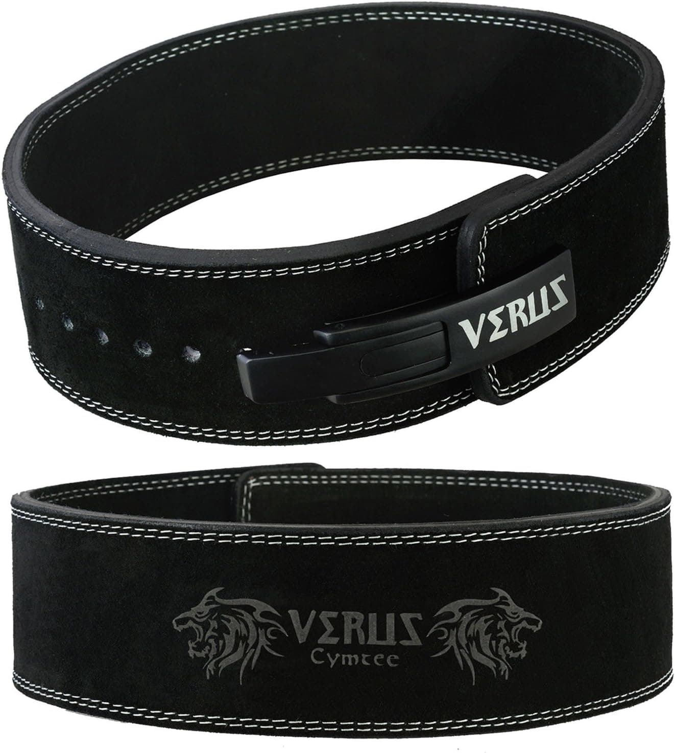 Verus Weight Lifting Belt Gym Fitness Back Support Power-Lifting Strength Lever (Black, Medium)
