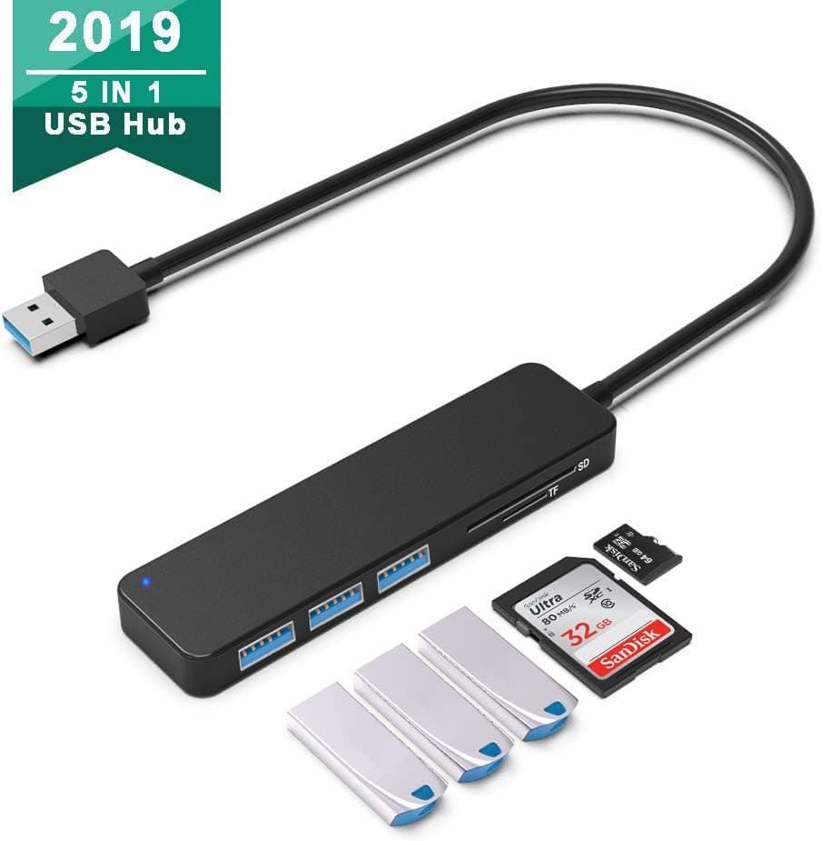 Onvian Multi-Function USB 3.0 Hub Untra Slim 3-Port Portable Data USB Hub Splitter Adapter with SD TF Card Reader