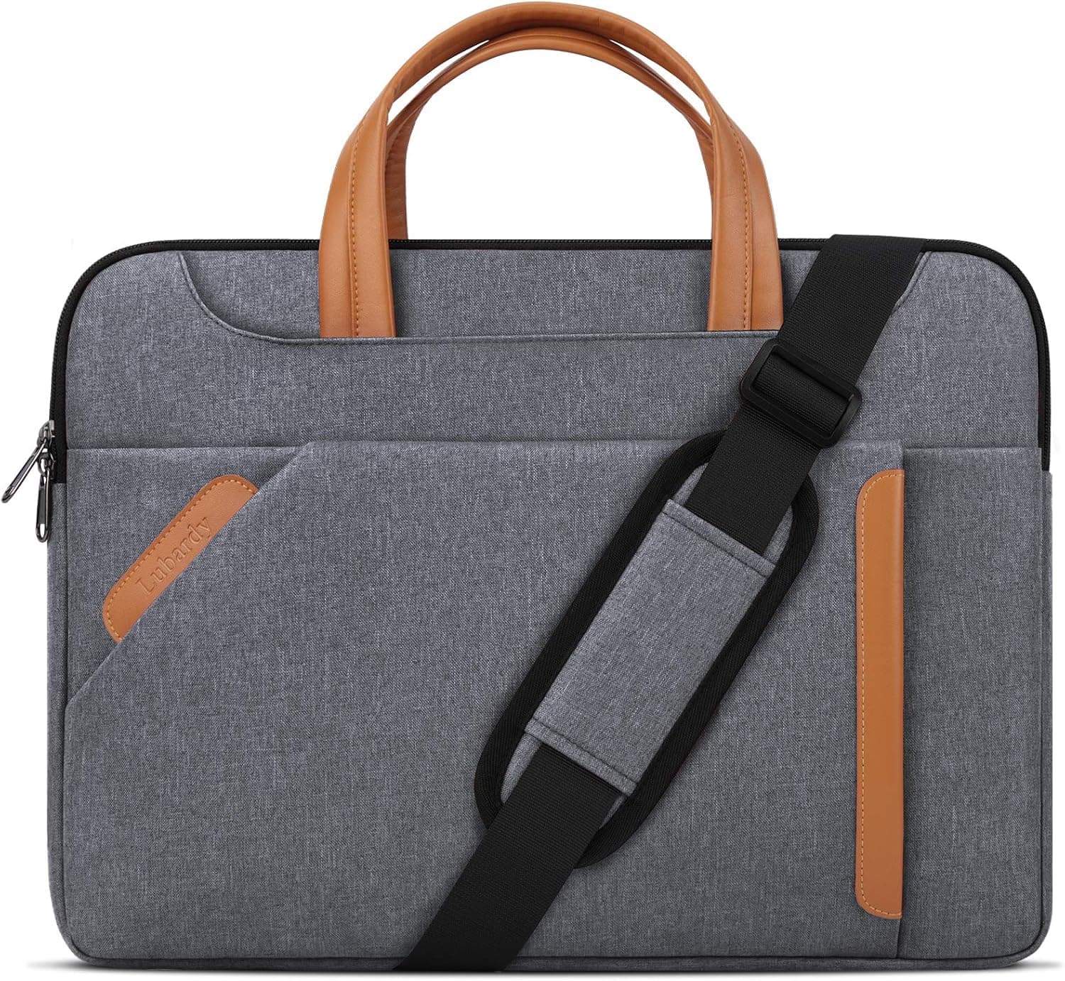 Laptop Bag 15-15.6 inch,Waterproof Laptop Sleeve Case with Shoulder Straps and Handle,Multi-functional Notebook Computer Bag for Business Casual or School,Light Grey