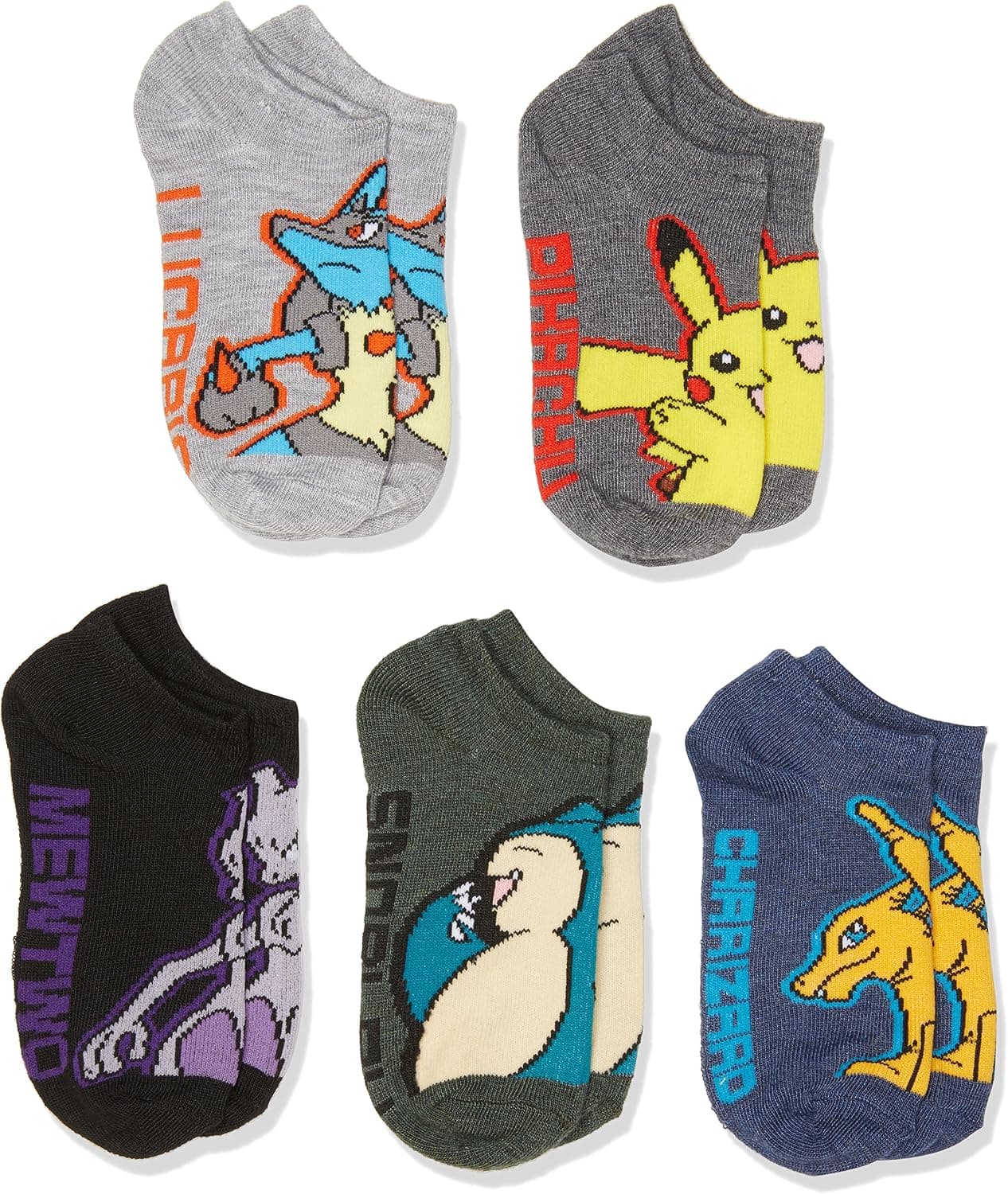 Pokemon mens 5 Pack No Show Socks