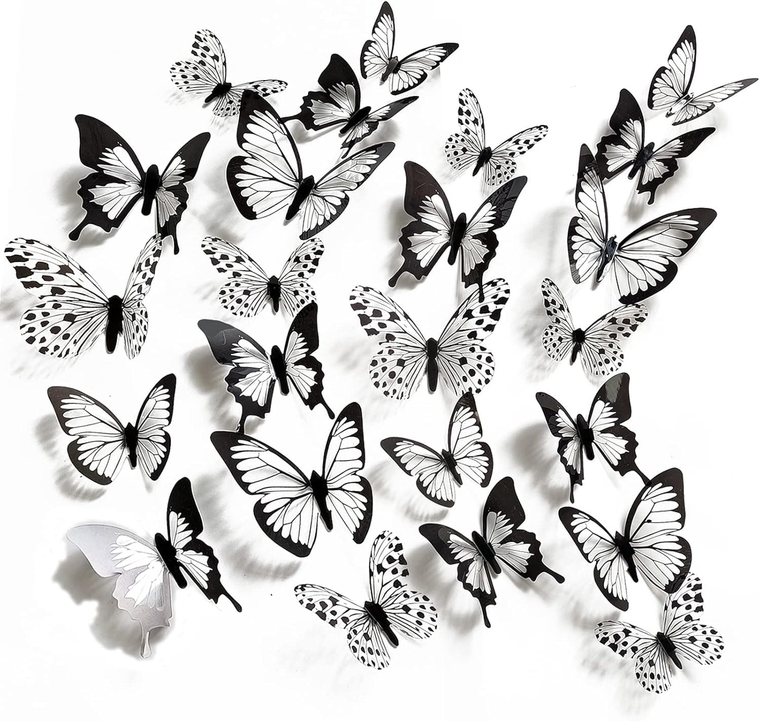 72 Pieces 3D Black Butterfly Wall Stickers Decor Butterfly Wall Decals Removable Butterfly Room Wall Decoration for Bedroom Party Wedding Decors (Black)