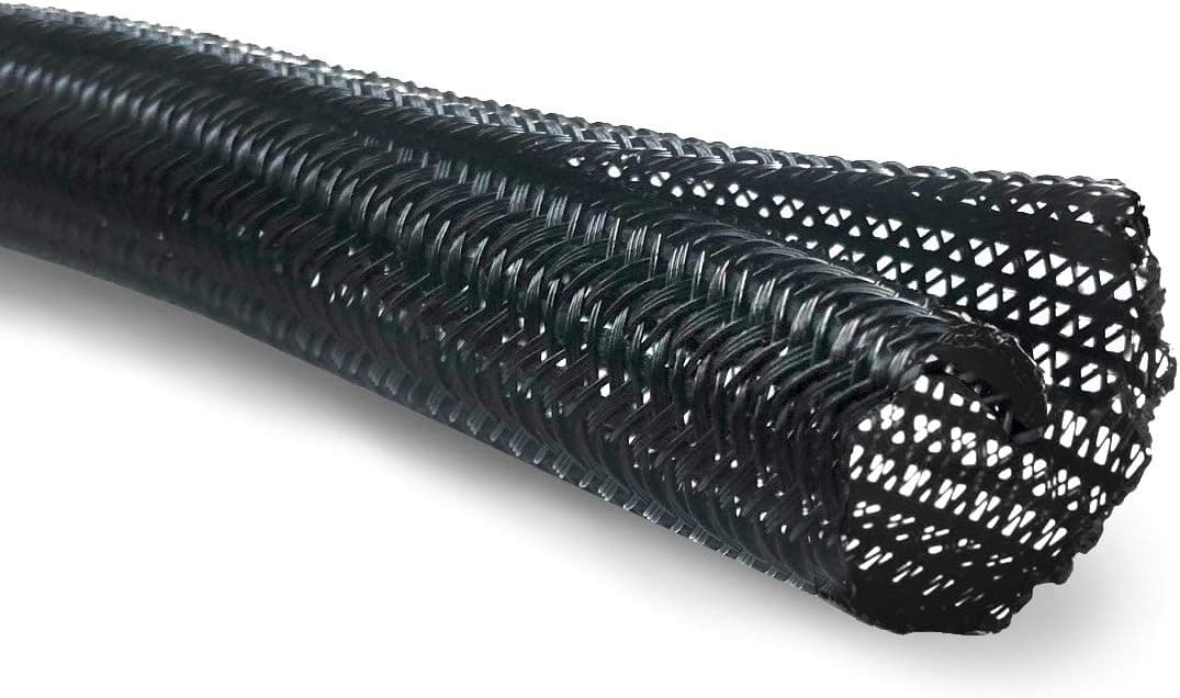 MGI SpeedWare Braided Split-Sleeve Wire Loom for High-Temperature Automotive Harness and Home Cable Management 10 feet (3/4")