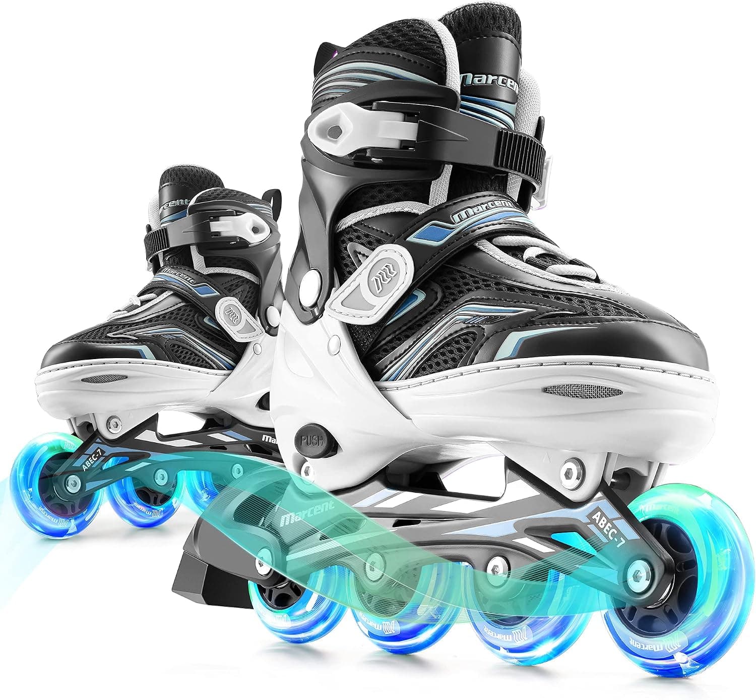 MARCENT Adjustable Inline Skates for Boys and Girls, Kids Roller Blades with Light up Wheels Outdoor and Indoor Skates for Beginners Youth