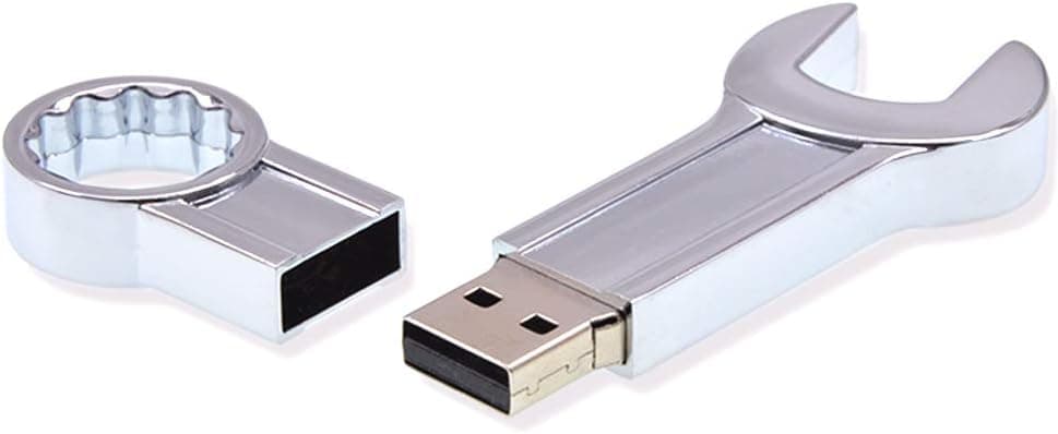 Wrench USB 2.0 Flash Drive 16GB Thumb Drive, Kepmem Cool Jump Drive Metal Pen Drive, Silver Memory Stick Spanner Zip Drive Data Storage Gift for Friend