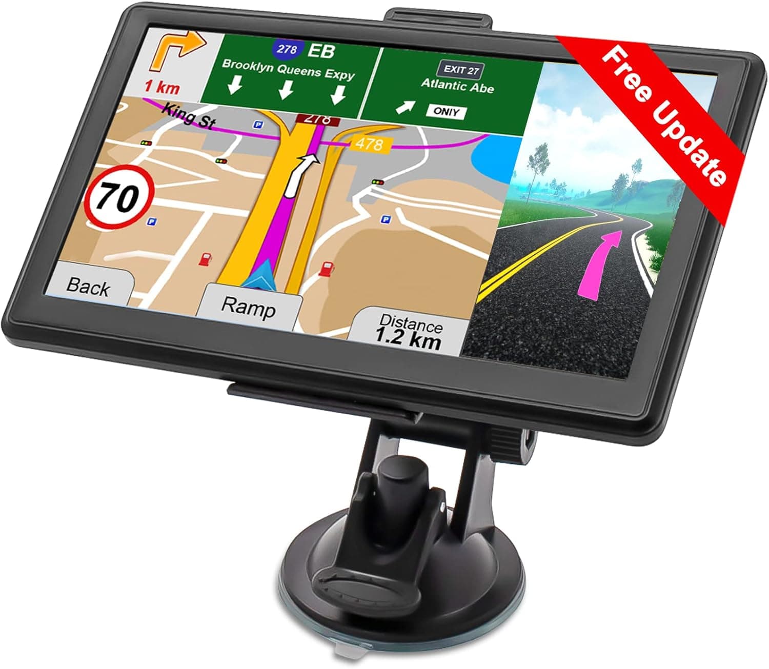 GPS Navigation for Car Truck - 2022 Navigation System with Lifetime Free Map Updates, Pre-Loaded US/CA/MX Maps, Voice Guidance and Speed Camera Warning, 7 Inch Touch Screen Vehicle GPS Unit Handheld