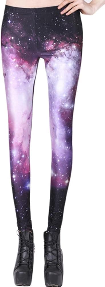QZUnique Women's Pink Cloud Wonderland Print Footless Elastic Sexy Leggings Yoga Pants