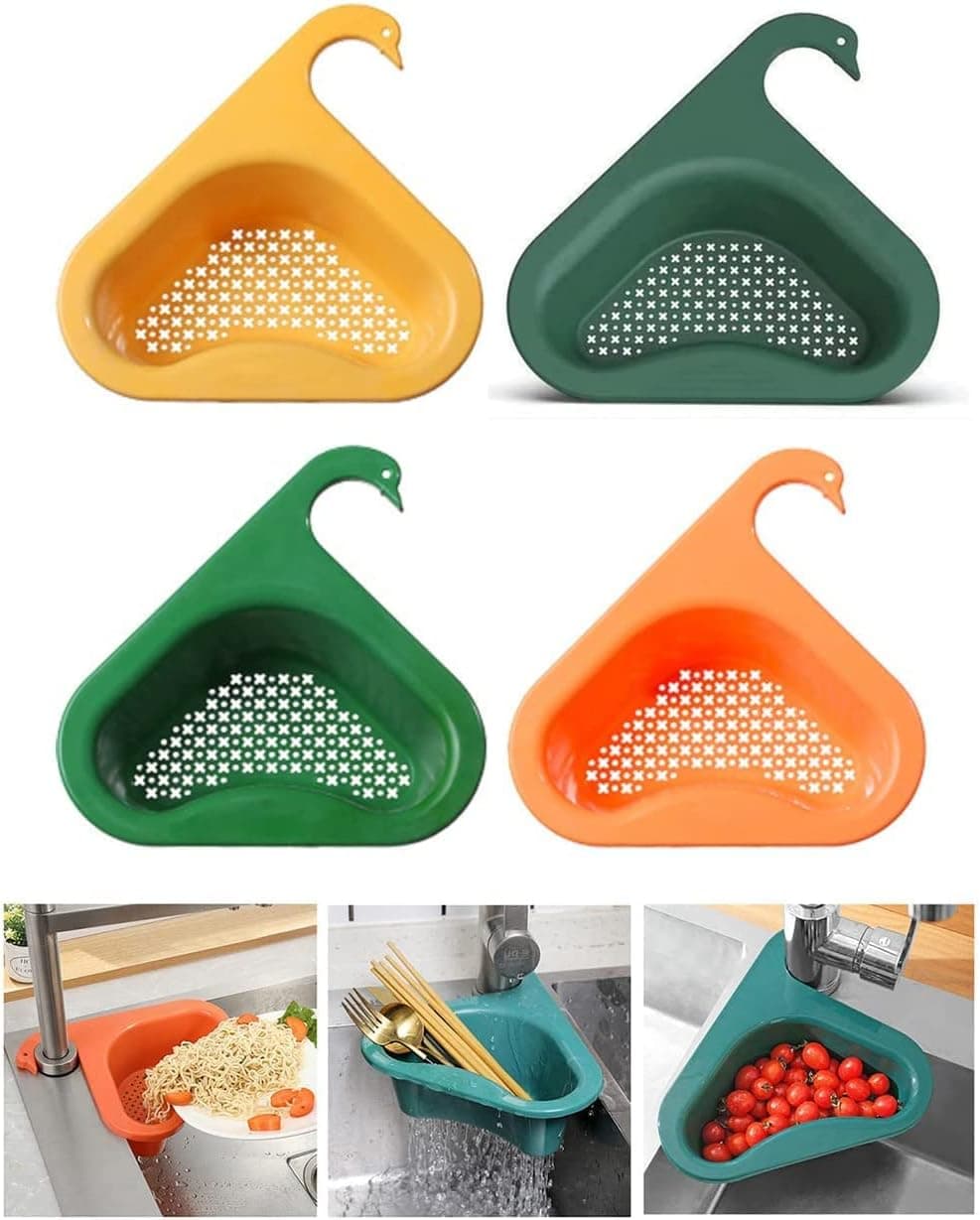 Triangle Sink Drain Rack,Corner Kitchen Sink Strainer Basket，Multifunctional Kitchen Triangle Sink Filter, Swan Drain Basket for Kitchen Sink(4pcs, Mixcolor)