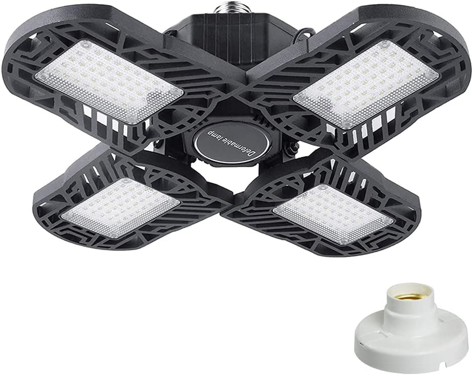 LED Garage Light 120W: 12000LM Deformable LED Garage Ceiling Lights 6500K Daylight White with 4 Adjustable Panels, LED Shop Lights for Garage Warehouse Workshop Basement
