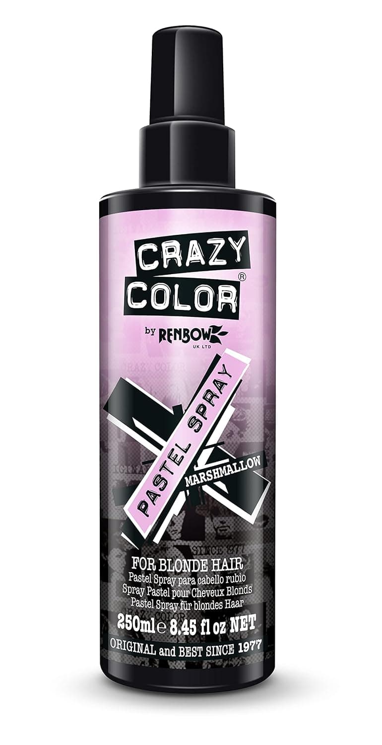 Crazy Color Instant Temporary Hair Color Pastel Pigment Spray - 100% Vegan & Cruelty-Free Ready to Use - For Blonde or Pre-Lightened Hair | Ammonia and Peroxide free – Gentle Formula 250ml (8.45 oz) (MARSHMALLOW)