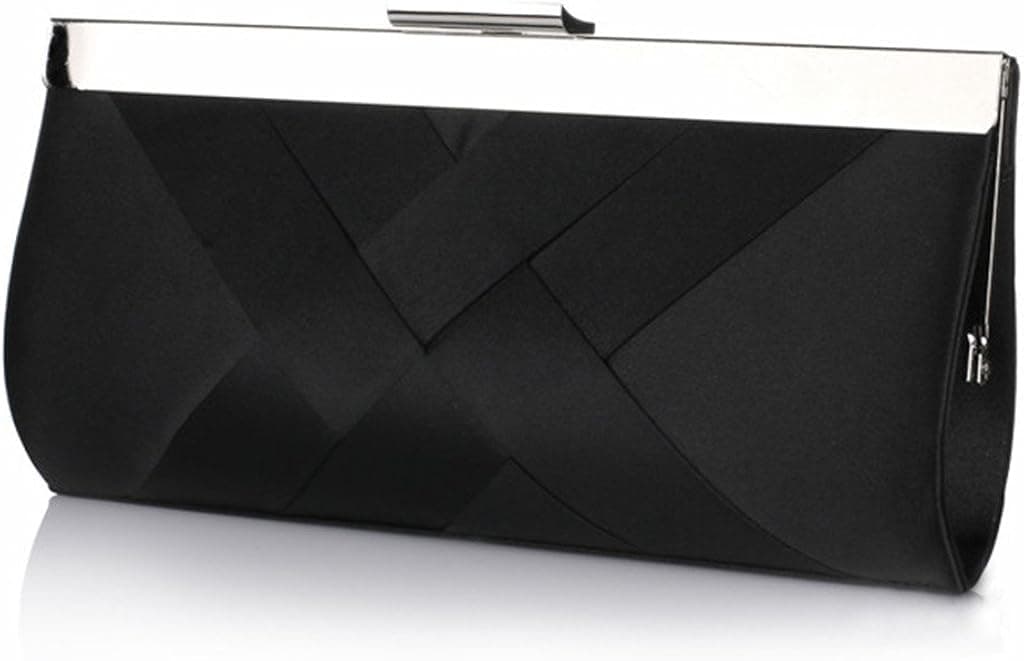 Womens Elegant Satin Cross Evening Clutch Purse Bag