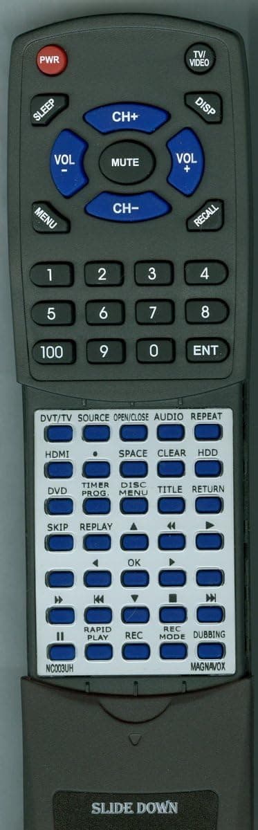 Replacement Remote for Magnavox NC003UH, MDR535HF7, MDR515HF7, MDR515H, MDR533HF7, MDR537HF7, MDR557H, MDR557HF7