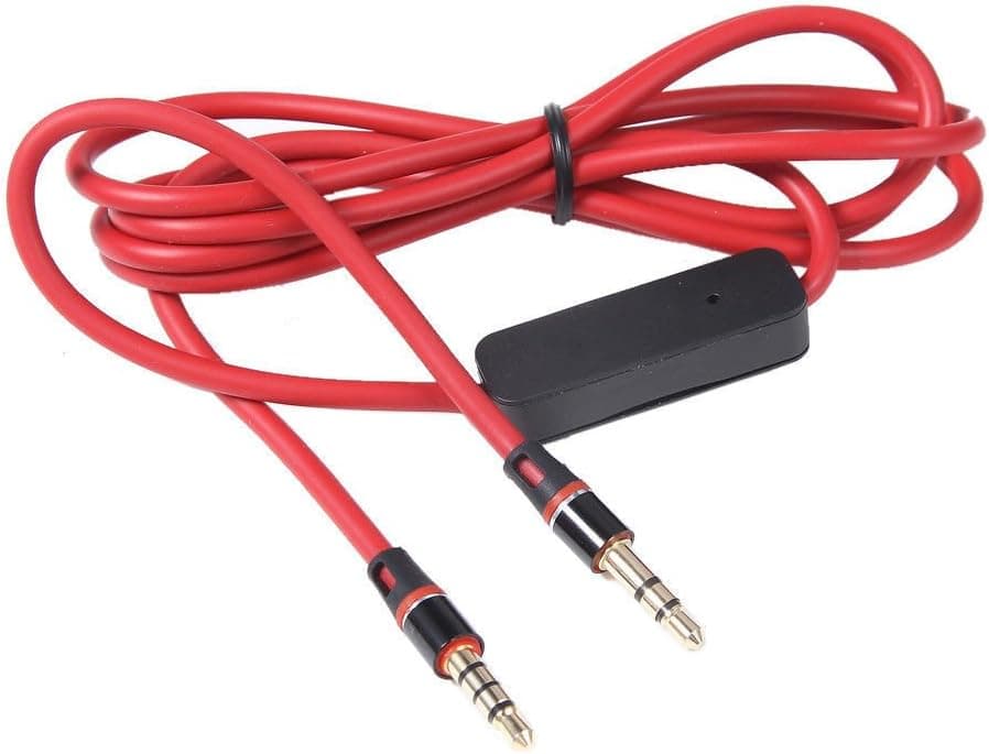 3.5mm 1/8" Inch Audio Aux Cable w MIC, MaxLLTo Stereo Auxiliary Cord Lead, Male Male, for Panasonic RP-HC800 Over-Ear Headphone - Red, 4FT