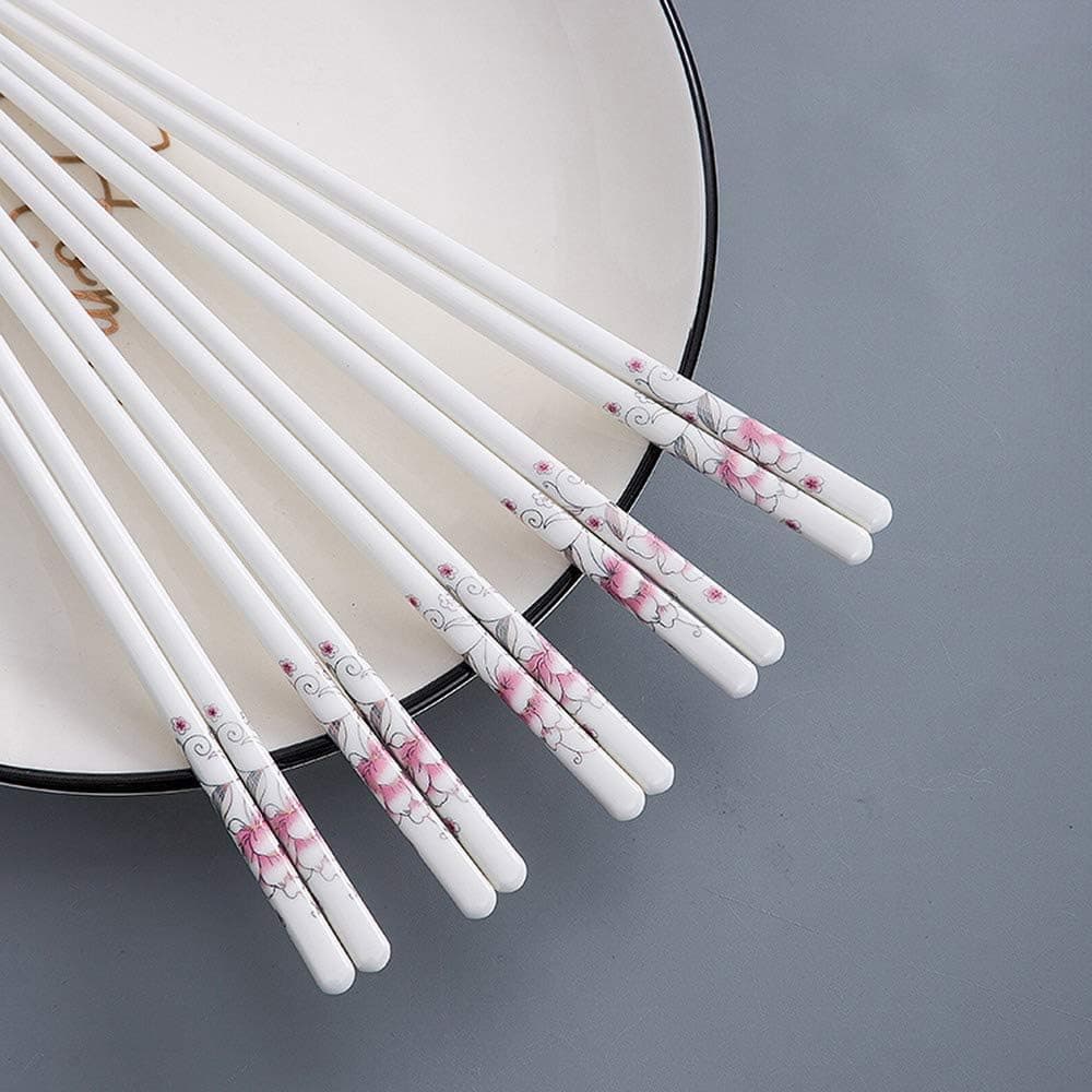 5 Pairs porcelain Chopsticks - Reusable Chopsticks Dishwasher Safe, 9 1/2 Inches (Pretty in Pink)