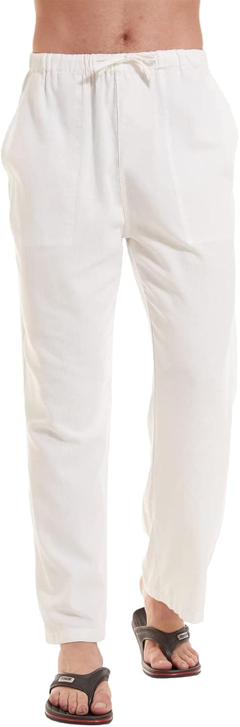 YuKaiChen Men's Linen Cotton Yoga Pants Casual Loose Sweatpants Beach Trousers Lounge Pants