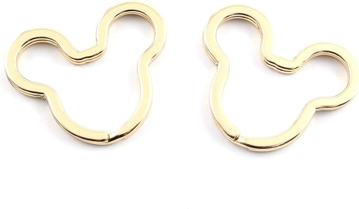 Lind Kitchen 10pcs Creative Flat Key Ring DIY Keychain Accessories Metal Key Split Ring Silver Mickey Mouse Shape