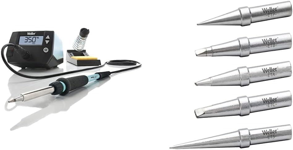 Weller WE1010NA Digital Soldering Station with 5-piece cominaton Conical & Screwdriver ET Soldering Tip Set
