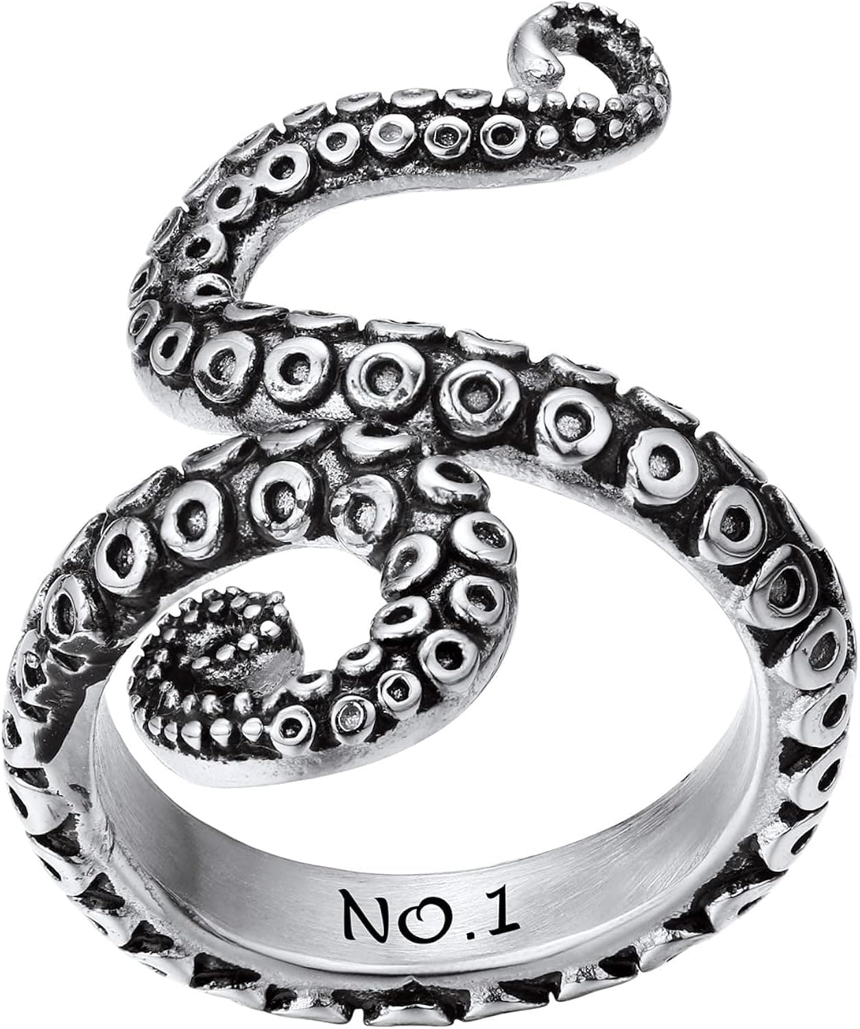 PROSTEEL Octopus Rings Aesthetic Grunge Vintage Punk Jewelry, Black/18K Gold Plated 316L Stainless Steel Ring for Men Women, Customize Words Available, Size 7-14, Come Gift Box