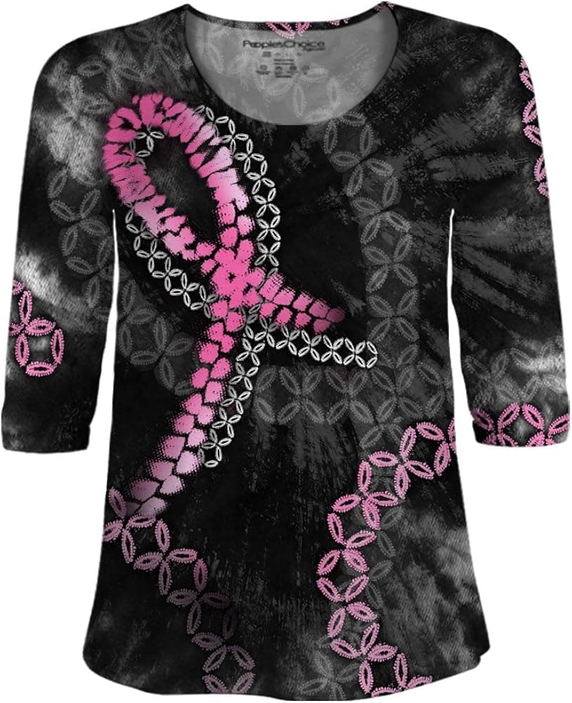 People's Choice Apparel I Stand Pink Ribbon Awareness for Womens Lace Sleeve Top by Breast Cancer Awareness