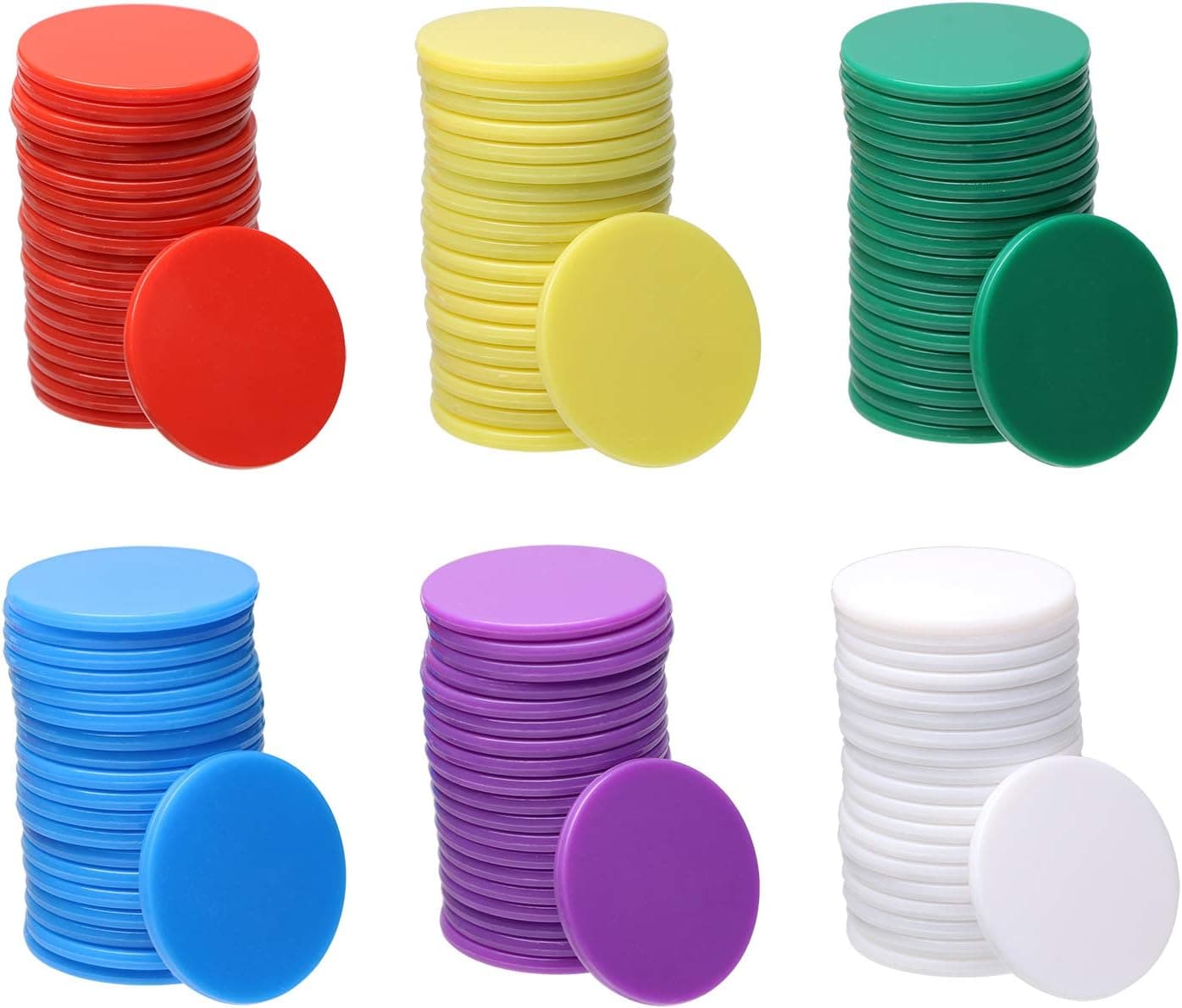 Shapenty 6 Colors Small Plastic Learning Counters Disks Chip Counting Discs Markers for Math Practice and Poker Chips Game Tokens with Storage Box,120PCS (25mm / 1Inch)
