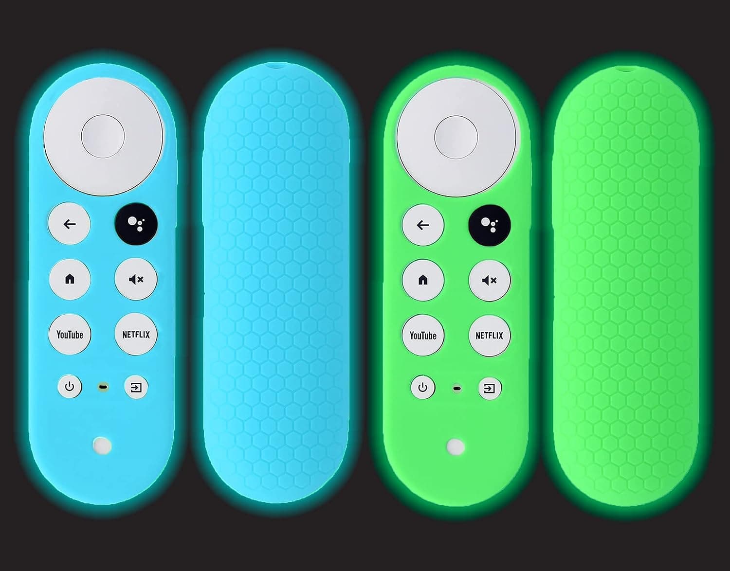 2 Pack Glow Remote Cover for Chromecast with Google TV 2020 2022 Remote - Silicone Remote Skin Sleeve for Chromecast with Google TV HD 4K Voice Remote Control Cover Case Glow in The Dark - Blue Green
