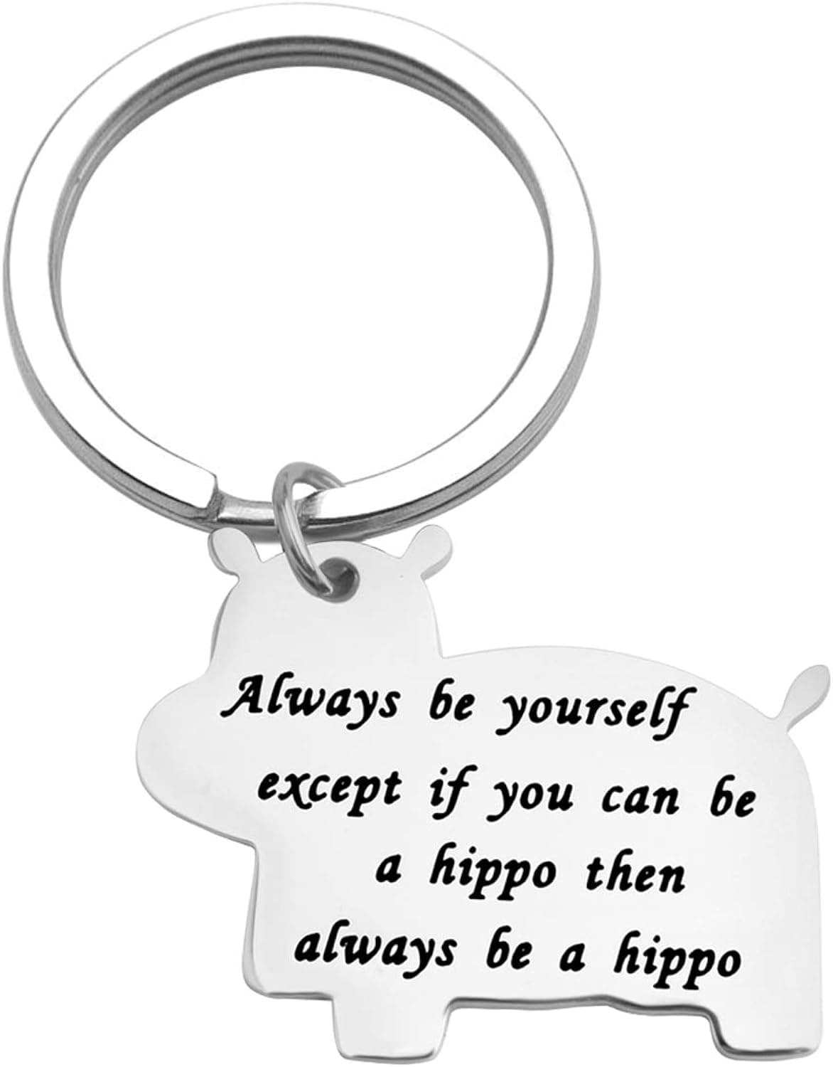 MYOSPARK Hippo Keychain Inspirational Gift For Son Encouragement Jewelry Always Be Yourself