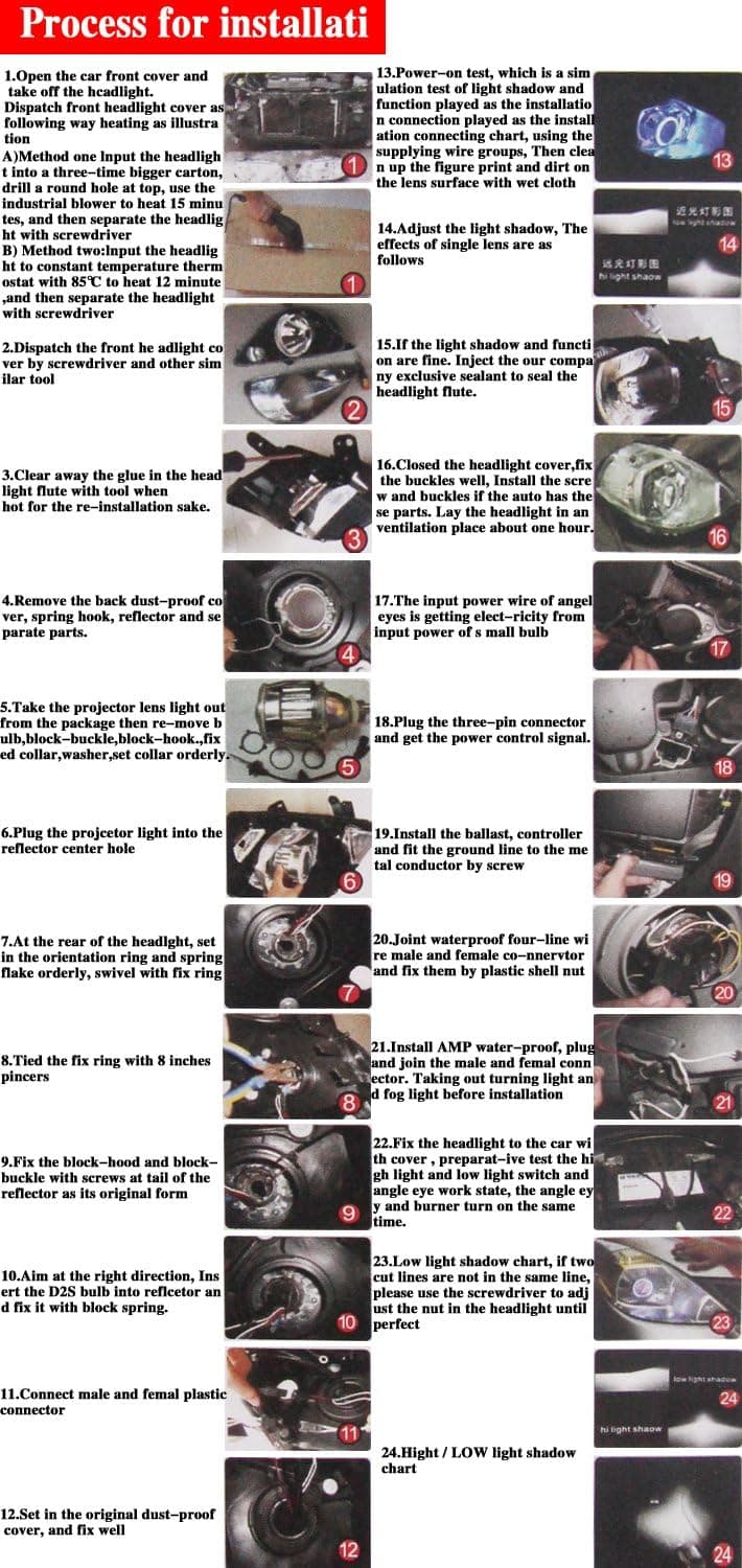 Kiven HID Projector Lens Motorcycle Halogen Projector Fog Lights White Angel Light Projector Car Headlight with Angel Eyes Light Bulb HID Bi-xenon Projector Lens Lamp 2pcs)­