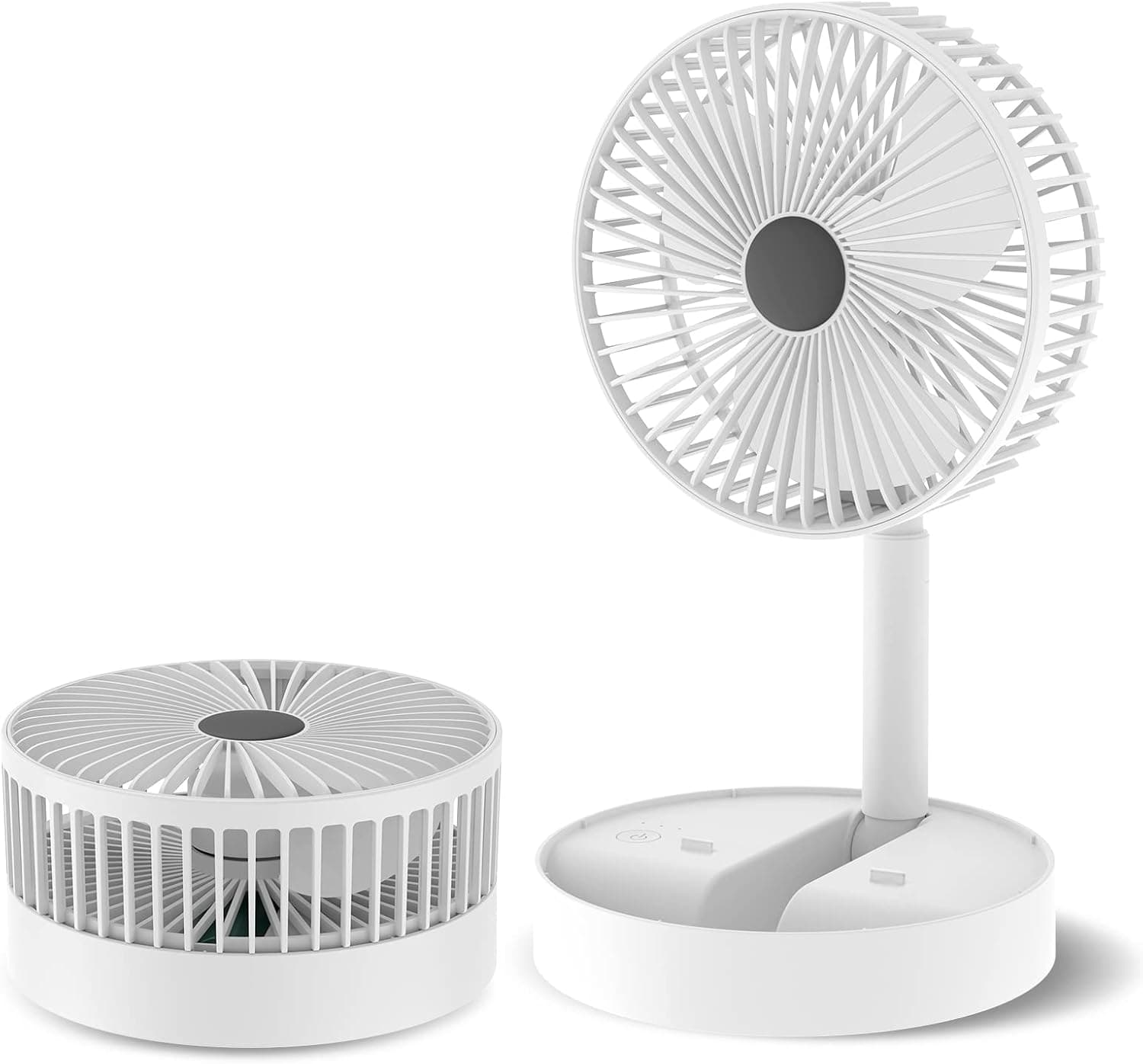 MAESHOP Portable Desk Fan 3 Speeds Wind Quiet Foldable Rechargeable Battery Operated USB Desktop Folding Fan For Office Trave Home Desk Outdoor Bedroom Trave，6.5-Inch (White)