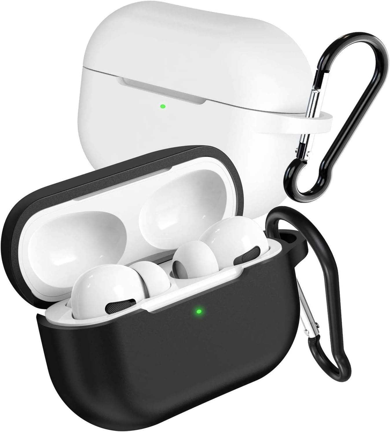 EINSKEY Airpods Pro Case Cover, 2-Pack Upgrade Soft Protective Silicone Case Cover Skin (Visible Front LED & Dust Cover & Keychain) for Apple Airpod Pro 2019, Suitable for Wireless & Wired Charging