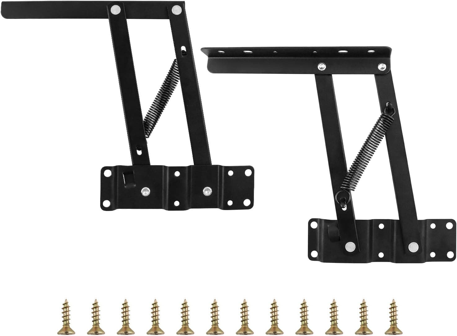 QWORK Folding Lift Up Table Mechanism, 1 Pair Folding Standing Rack Hinge with Spring for Lifting up Modern Coffee Table Lifting Frame Desk