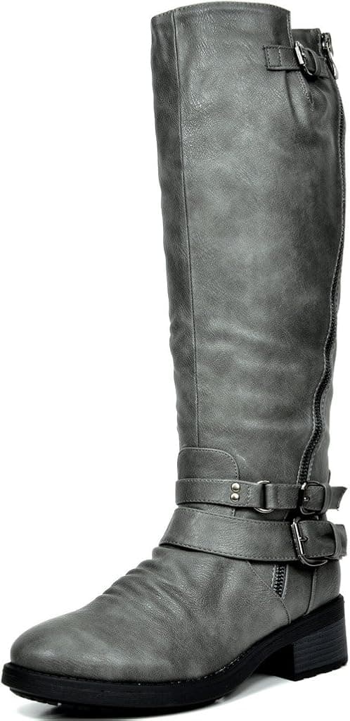 DREAM PAIRS Women's Atlanta Grey Fur Lined Knee High Riding Boots Size 11 M US