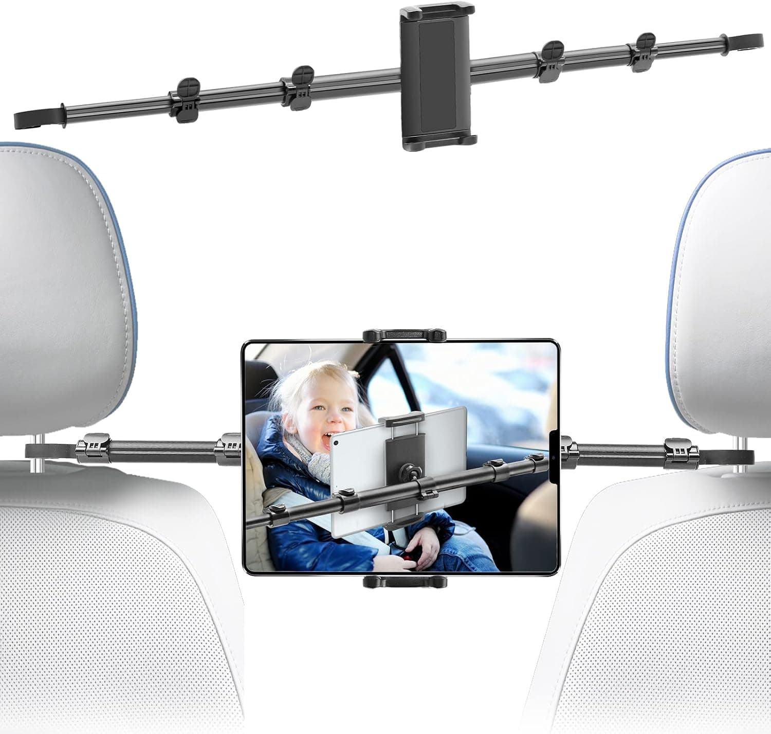 Kolasels Tablet Holder Between Car headrest, Car Headrest Back Seat Travel Tablet Stand for Kids, Fits iPad Pro Air Mini | Galaxy Tab | Kindle Fire HD | Switch Lite and More 4-13" Tablets & Phones