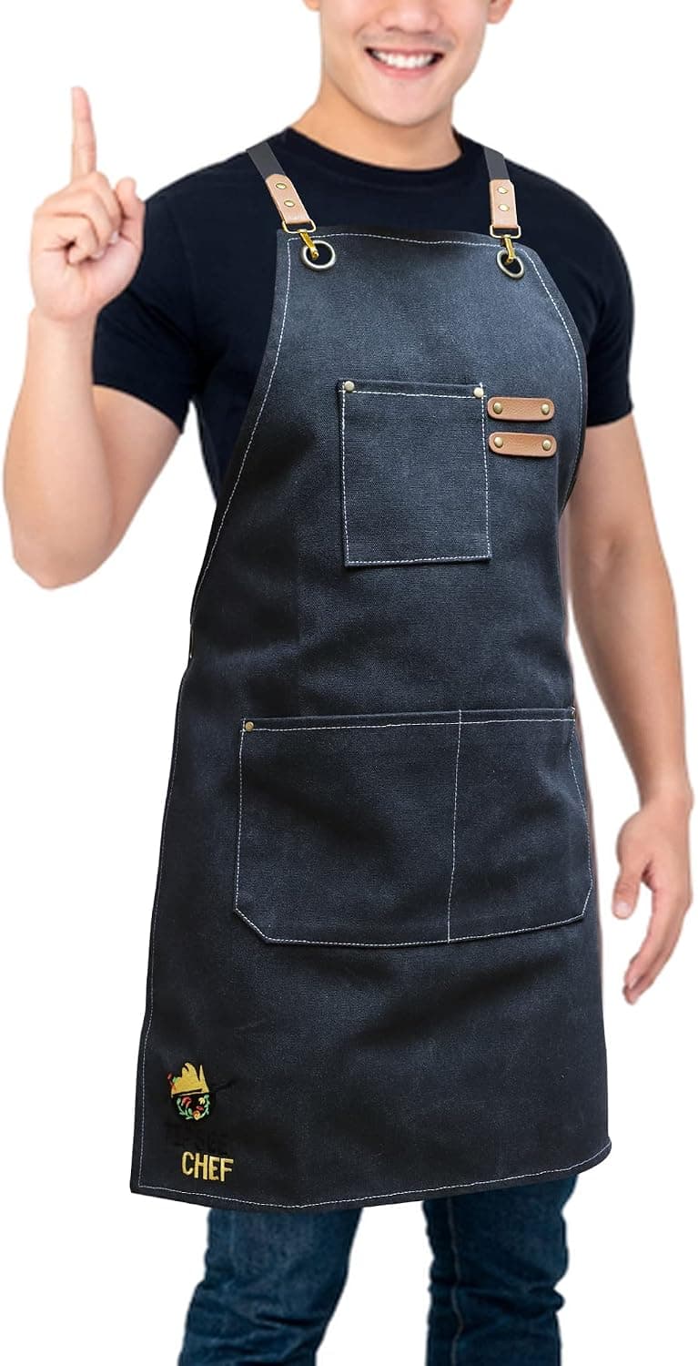 URBAN SOMBRERO Tipsee Chef Canvas Work Apron - 3-Pocket Canvas Utility Apron Cooking, Welding, Carpentry & Mechanics
