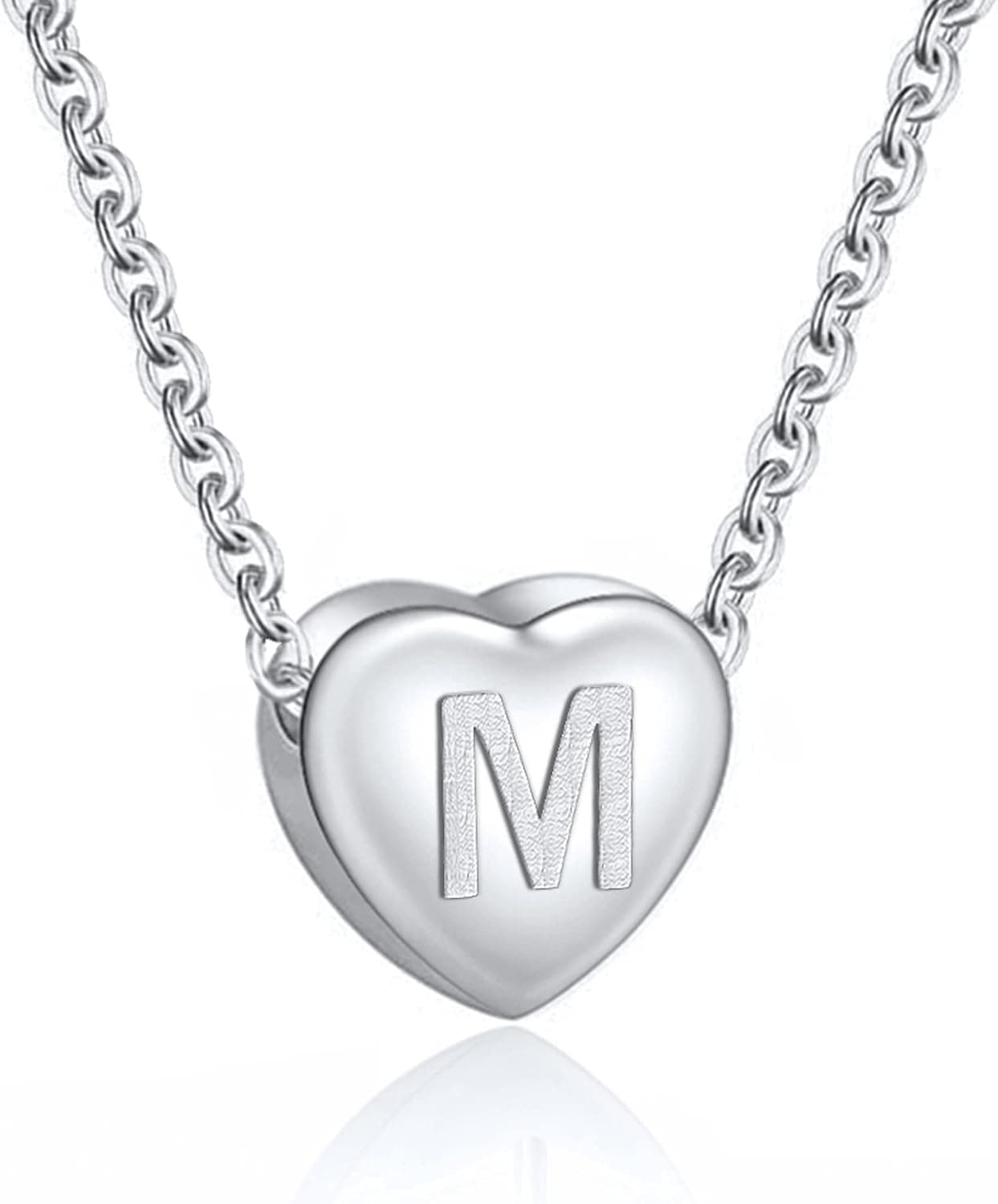 HolyFast Dainty Initial Necklace S925 Sterling Silver Letters A-Z 26 Alphabet Heart Pendant Necklace for Women