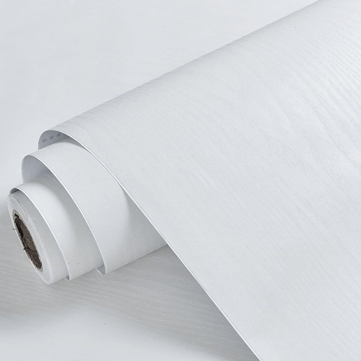 WADILE White Wood Peel and Stick Wallpaper 15.9in X 393.7in, Contact Paper for Cabinets/Countertops Waterproof, Removable Wall Paper for Furniture Kitchen Self-Adhesive, Vinyl Realistic Wood Sensation