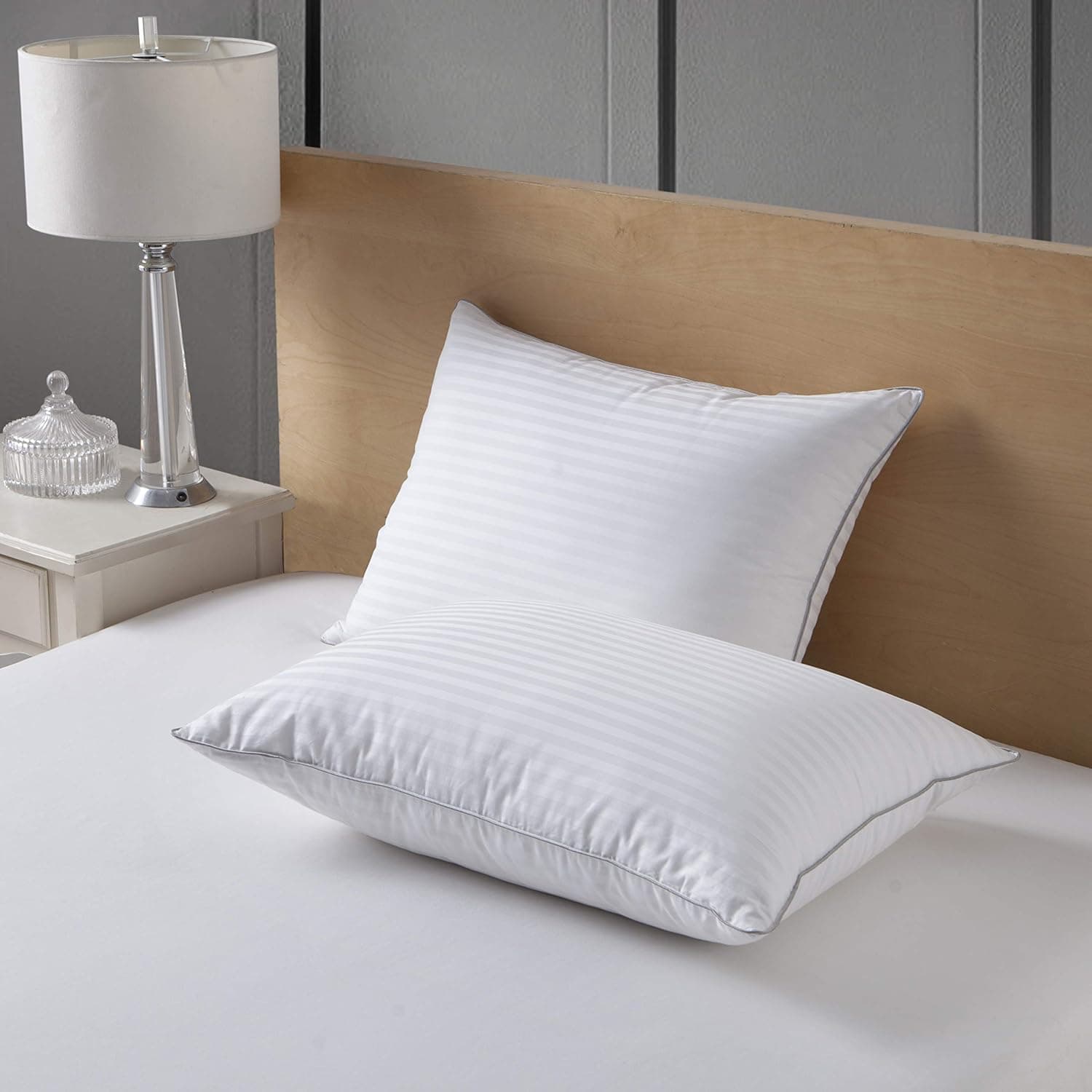 SNOWMAN Luxury Goose Down Pillows with Feather Blended,100% Egyptian Cotton Cover,1200TC,Bed Pillows for Sleeping
