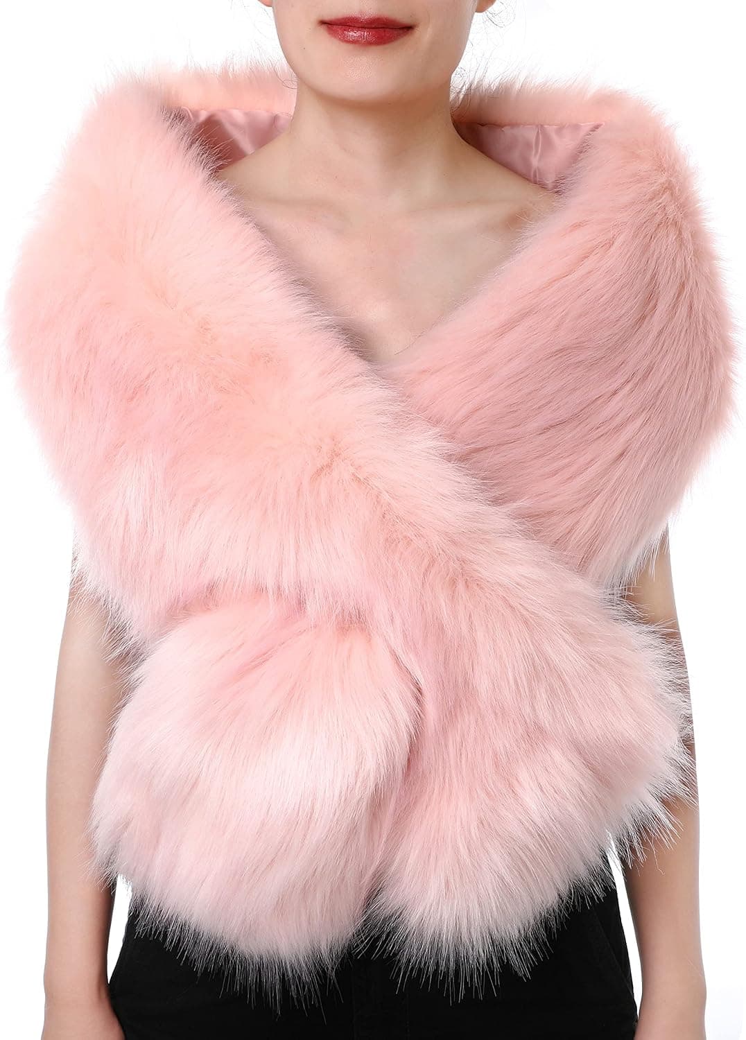 Dikoaina Women's Winter Fake Faux Fur Scarf Wrap Collar Shawl Shrug