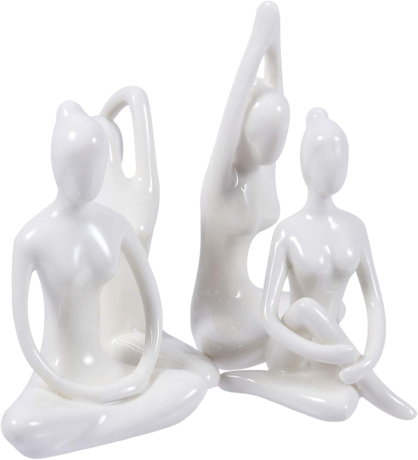 BESPORTBLE 4pcs Ceramic Yoga Lady Figurine Porcelain Women Sculptures Statues Collectible Art Piece Tabletop Decorations Gifts for Office Home (Mixed Style)