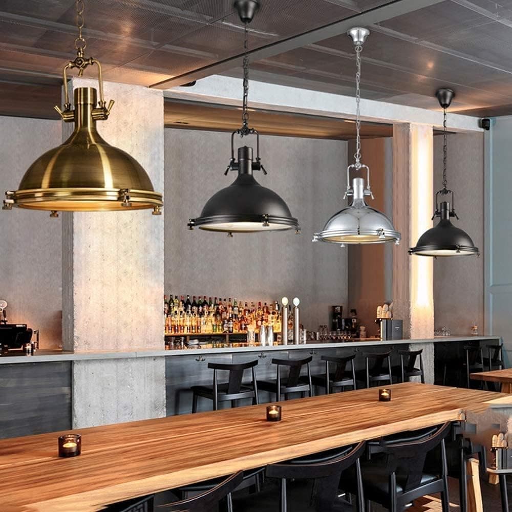 Ceiling Pendant Light Vintage Industrial Pendant Light H19.68 Nautical Barn Hanging Lamp With Rustic Dome Shape Mounted Chandelier Ceiling Lighting Fixture With Chain Adjustable for Restaurant Kitchen