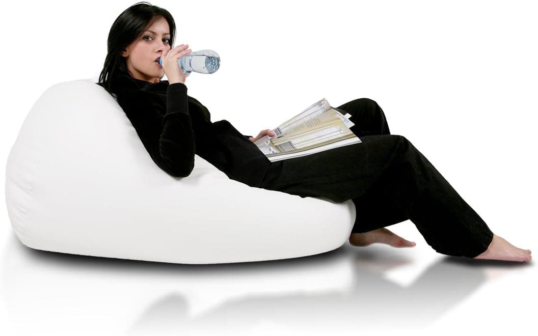 Turbo BeanBags Mega Sack Bean Bag Chair, Large, White