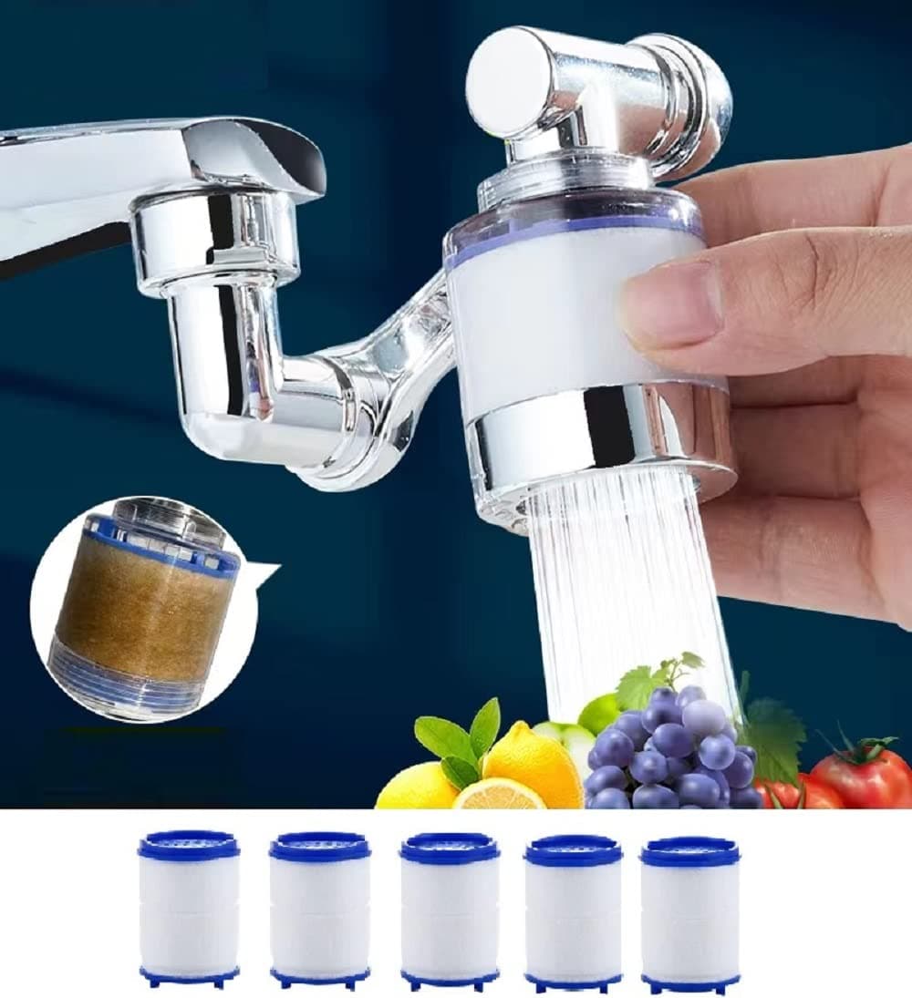 1080 Degree Swivel Faucet Aerator, Large-Angle Rotating Splash Filter Faucet with 2 Water Outlet Modes, Bathroom Rotatable Multifunctional Extension Faucet for Washing Eye/Hair/Face;Purifying water！