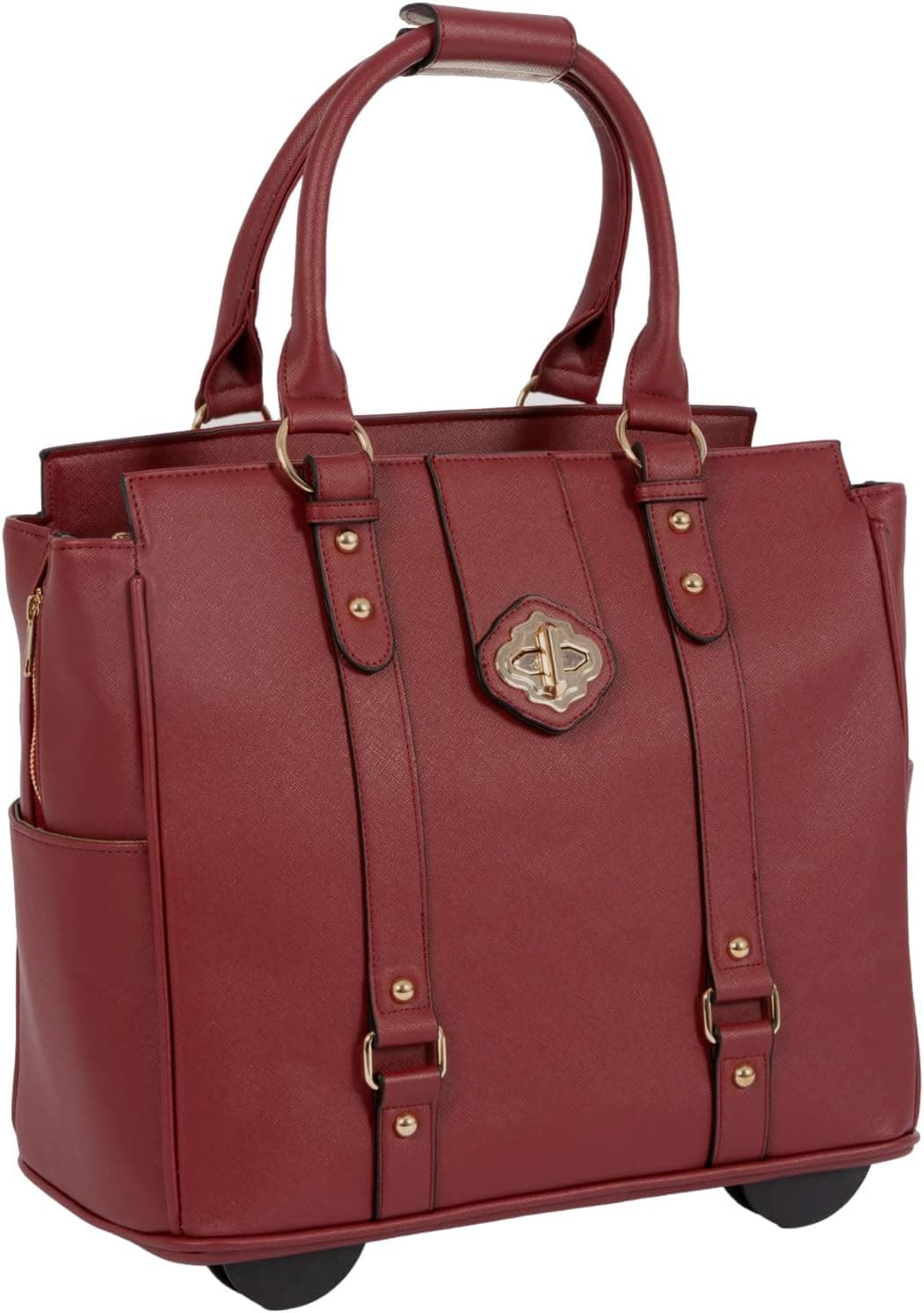 JKM & Company EXECUTIVE Burgundy Computer iPad, Laptop Tablet Rolling Tote Bag Briefcase Carryall Bag