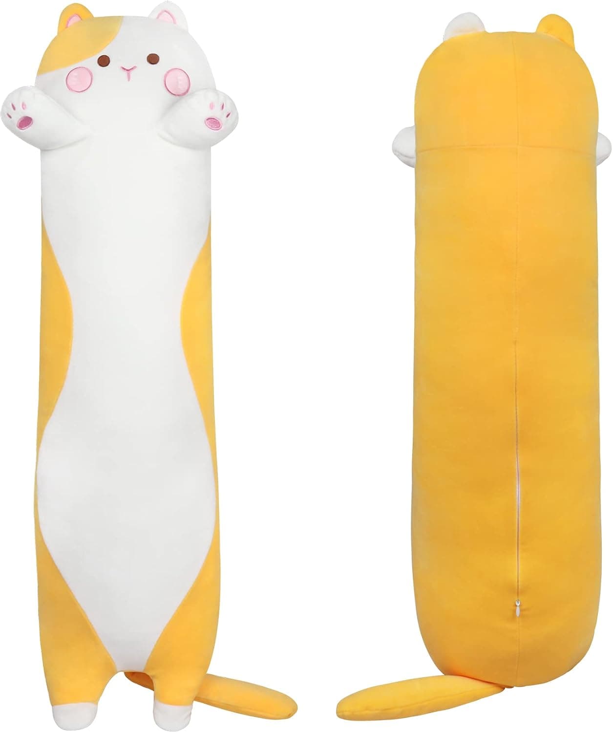 Achwishap Long Cat Plush Pillow 35.4", 1.7lb Weighted Cat Plush, Long Throw Pillow, Sleeping Hugging Pillows, Giant Cute Body Pillow, Beloved Gifts at Birthday (Yellow Cat, 35.4in)